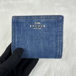 Coach Snap Wallet In Silver/Denim CAP07 NWT